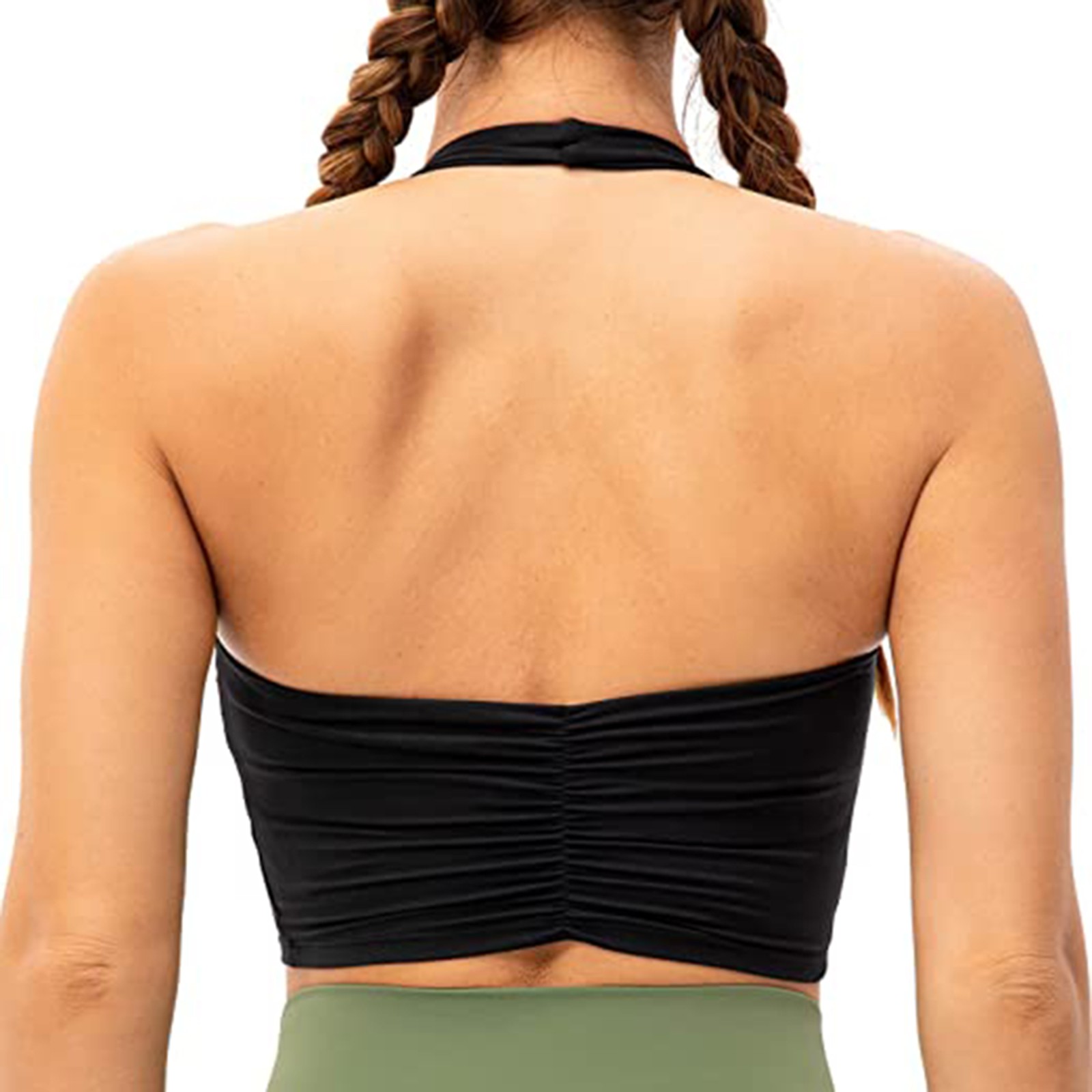 thumbnail image 2 of Sujetador deportivo halter para mujer - Bralette de yoga a prueba de golpes, material de nailon, tallas S-XXL, 2 of 8
